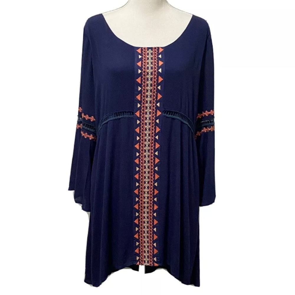 Miss Me Navy Boho High Low Embroiled dress size S